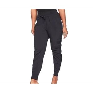 Athleta Attitude Lined Jogger Pants Black Ruched Draw String Sz 6 Loungewear